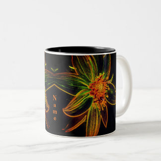 Taza Bicolor Daisy Abstract Flower Art Personalizado