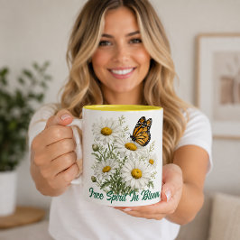 Taza Bicolor Daisy & Butterfly Bloom