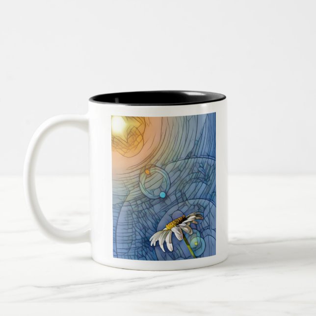 Taza Bicolor Daisy De Vidrio Manchado Al Sol (Izquierda)