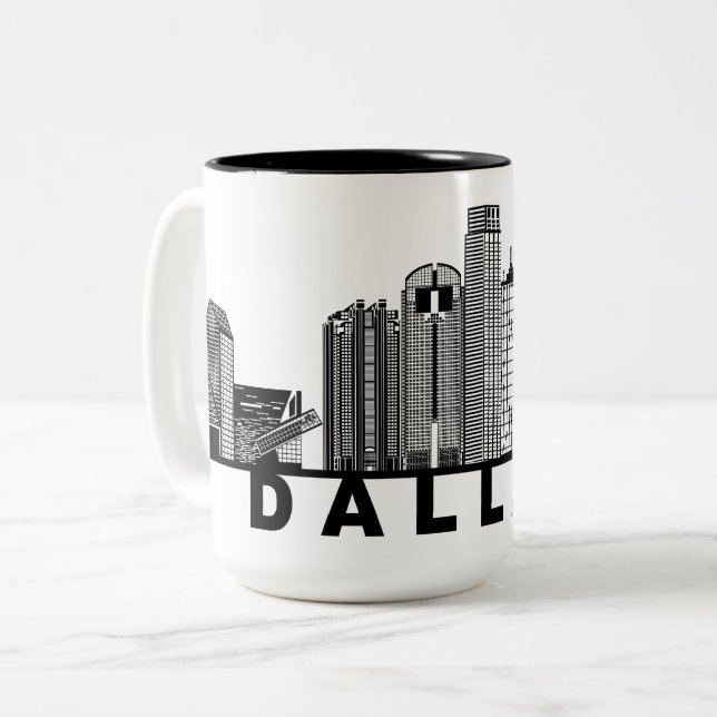 Taza Bicolor Dallas Skyline Silhouette  (Anverso izquierdo)