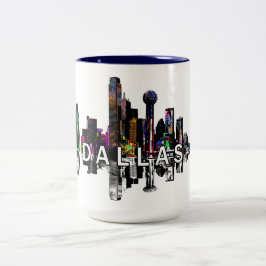 Taza Bicolor Dallas, Texas en graffiti