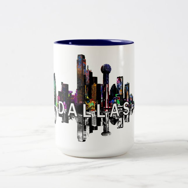 Taza Bicolor Dallas, Texas en graffiti (Centro)