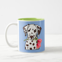 Taza Bicolor Dalmatiano con tulipanes