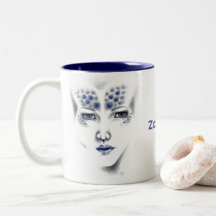 Taza Bicolor Dama Alien del Universo Arte de Ciencia Ficción Fa