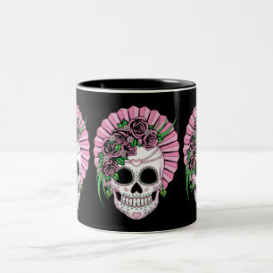 Taza Bicolor Dama Calavera Azucar
