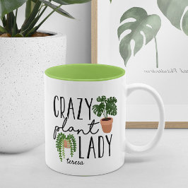 Taza Bicolor Dama de planta loca | Divertidos amantes de las pl