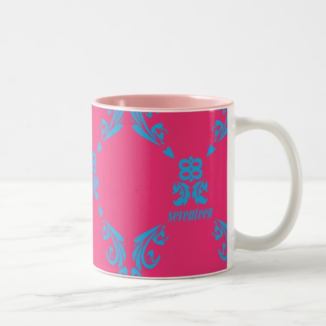 Taza Bicolor Damasco Aguamarina-Magenta (Derecha)