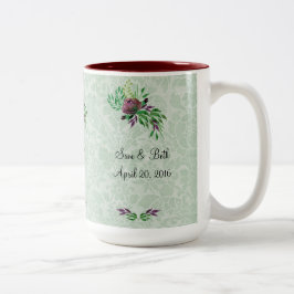 Taza Bicolor Damasco verde de menta Gracias Mug de dos tonos de