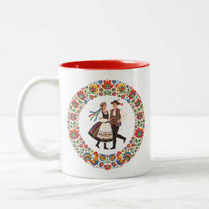 Taza Bicolor Danza Folclórica Polaca Wycinanki