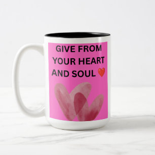 TAZA BICOLOR DAR DE CORAZÓN Y ALMA ❤️