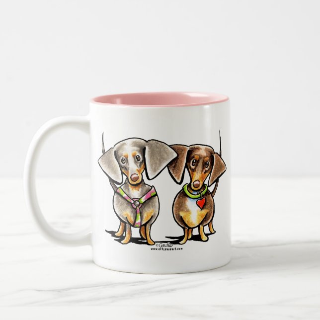 Taza Bicolor Dashing Dapplids Dachshunds (Izquierda)