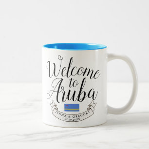 Taza Bicolor Dé la bienvenida al personalizado de la boda del