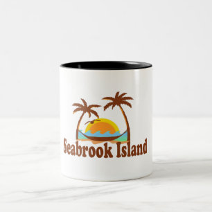 Taza Bicolor De las palmeras de la isla de Seabrook diseño de