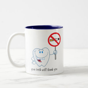 Taza Bicolor De no fumadores - sus dientes le agradecerán
