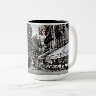 Taza Bicolor De París Francia de la acera del café arte de la