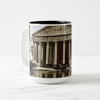 Taza Bicolor De ROMA del PANTEÓN COCHES de la ACUARELA del ARTE