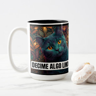 Taza Bicolor Decime Algo Lindo Funny Cat Mug - High Contrast Ne