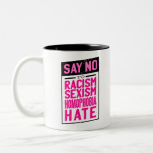Taza Bicolor decir no al racismo afligido