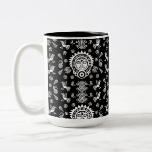 Taza Bicolor Decoración artística azteca mexicana en casa