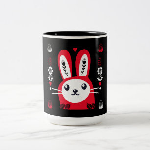 Taza Bicolor Decoración de conejo de chocolate de Pascua