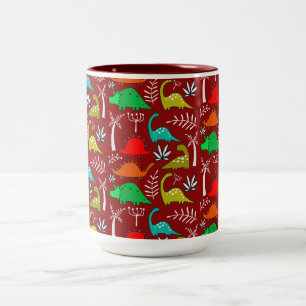 Taza Bicolor Decoración de guardería de dinosaurios para niños 