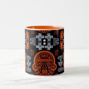 Taza Bicolor decoración de hogar azteca inca