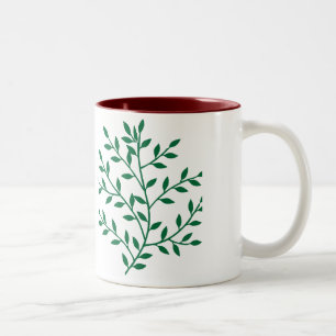 Taza Bicolor Decoración de hojas verdes de la rama de olivo ve