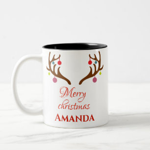 Taza Bicolor Decoración de renos - Feliz Navidad