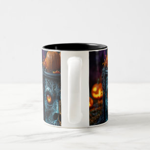 Taza Bicolor Decoración del cráneo de Halloween impresa