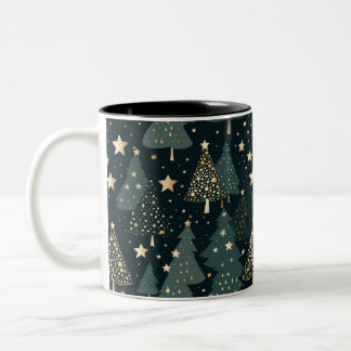 Taza Bicolor Decoración del patrón verde de oro del árbol de Na