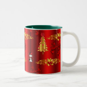 Taza Bicolor Decoraciones del navidad en rojo