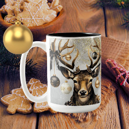 Taza Bicolor Deer de los Navidades de invierno Mug - 15 oz Mug