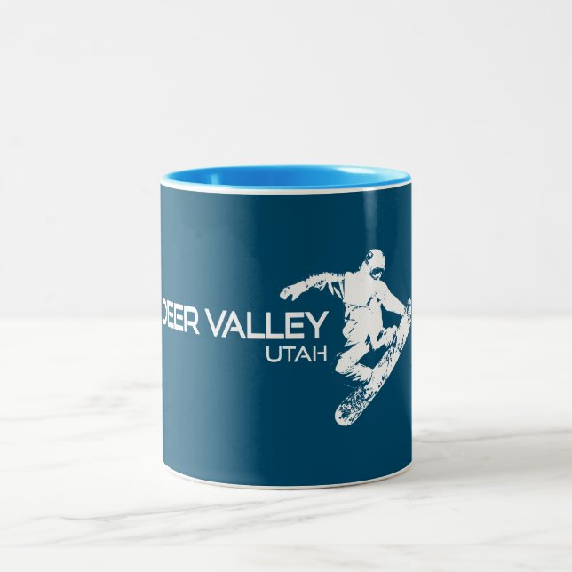Taza Bicolor Deer Valley Utah Snowboarder (Centro)