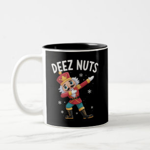 Taza Bicolor Deez Nuts Cascanueces Nuez Divertida Navidad