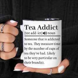 Taza Bicolor Definición de adicto al té personalizada