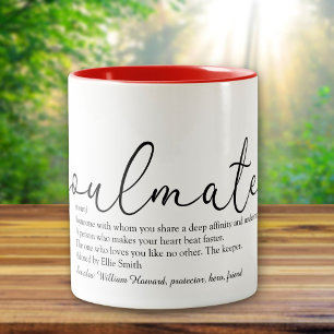 Taza Bicolor Definición de Alma Gemela Escritura Corazón Amor