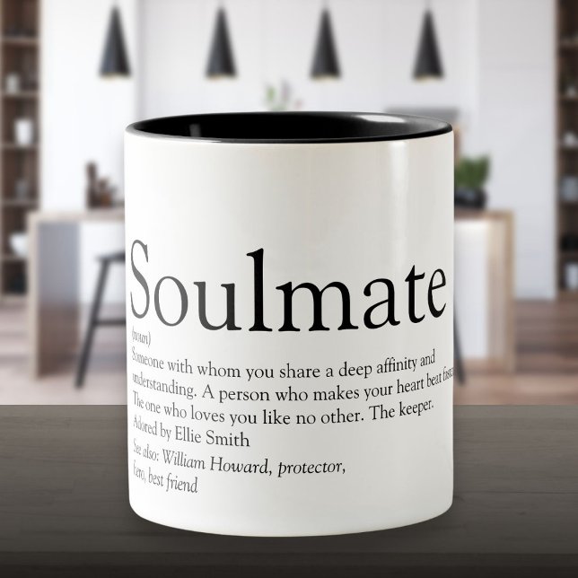 Taza Bicolor Definición de alma gemela personalizada (Personalized Soulmate Definition Two-Tone Coffee Mug)