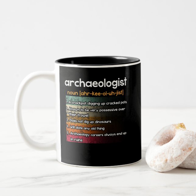 Taza Bicolor Definición de arqueología arqueológica (Con donut)