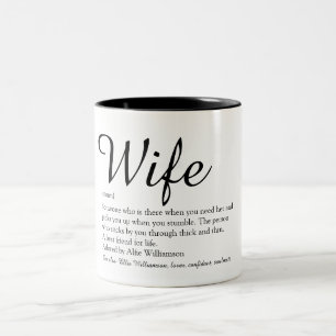 Taza Bicolor Definición de esposa elegante en blanco y negro mo