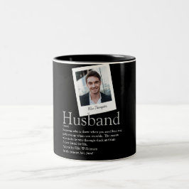 Taza Bicolor Definición de esposo divertido moderno Foto Negra