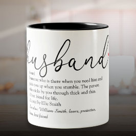 Taza Bicolor Definición de esposo guión amor corazón