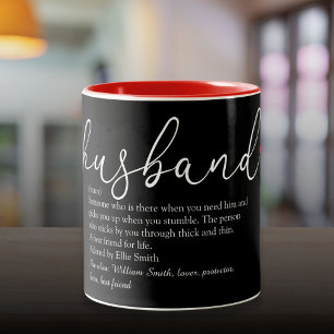 Taza Bicolor Definición de Esposo Letra Elegante Corazón de Amo