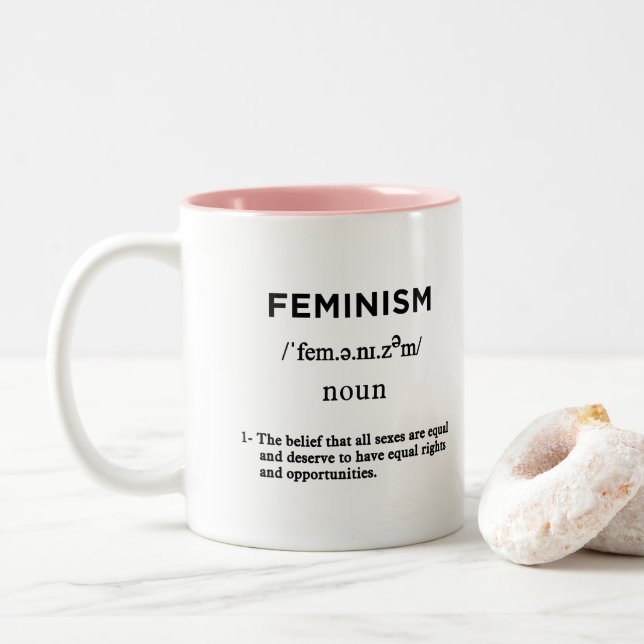 Taza Bicolor definición de feminismo (Con donut)