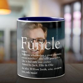 Taza Bicolor Definición de Funcle Tío Foto Divertida Moderna