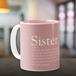 Taza Bicolor Definición de hermana Rosa pálido femenino