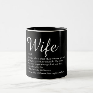 Taza Bicolor Definición de la esposa guión de Moda moderna negr