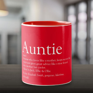 Taza Bicolor Definición de la mejor tía del mundo divertida y m