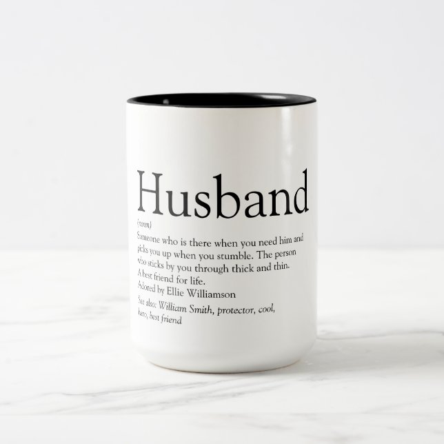Taza Bicolor Definición de marido diciendo Guay moderno (Centro)