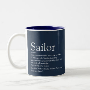 Taza Bicolor Definición de marinero personalizada divertida azu