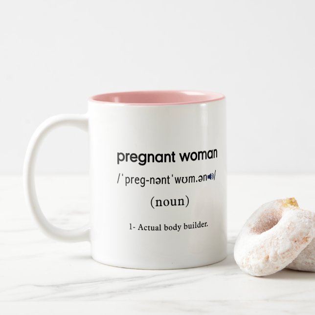Taza Bicolor definición de mujer embarazada divertida (Con donut)
